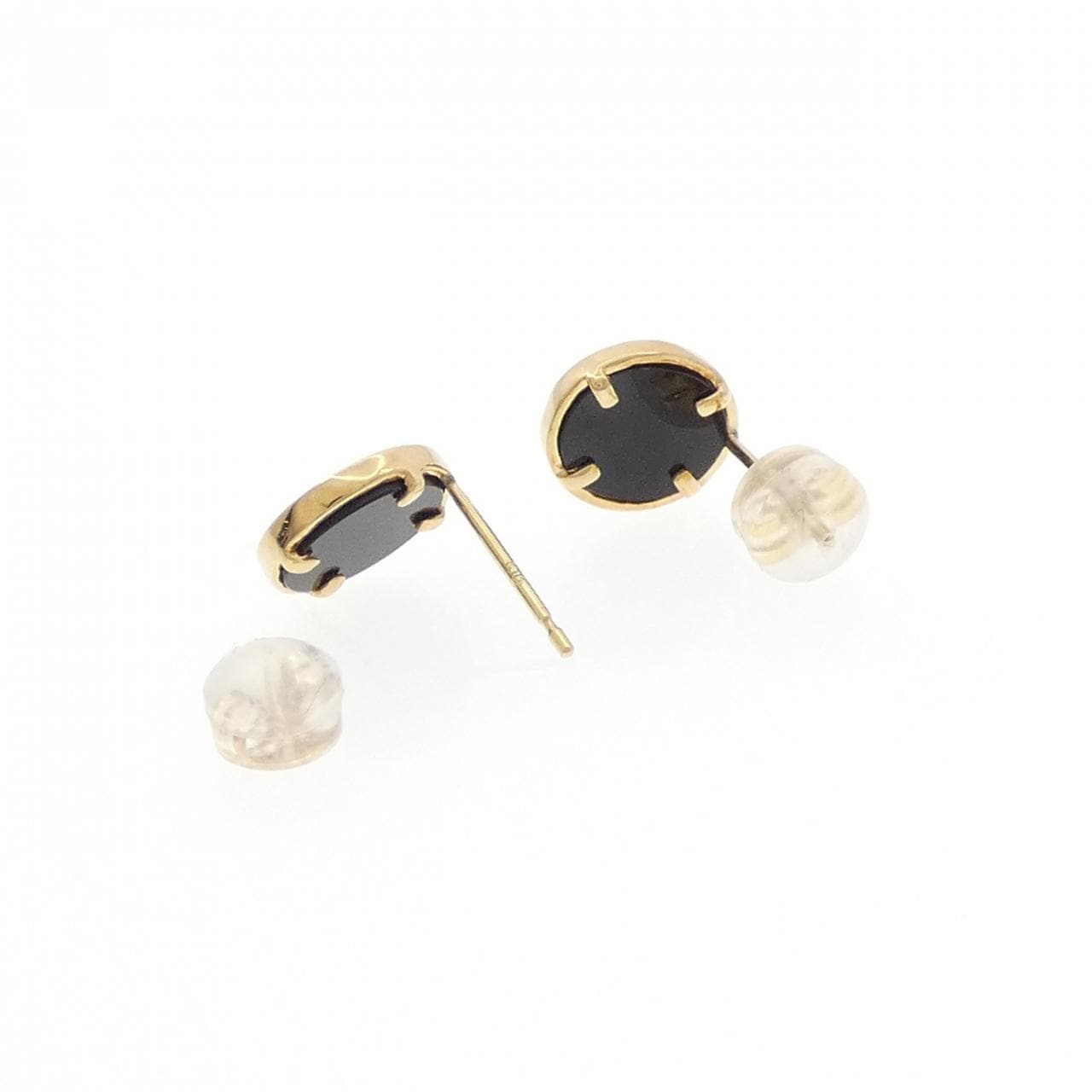 [新品] K18YG黑瑪瑙耳環