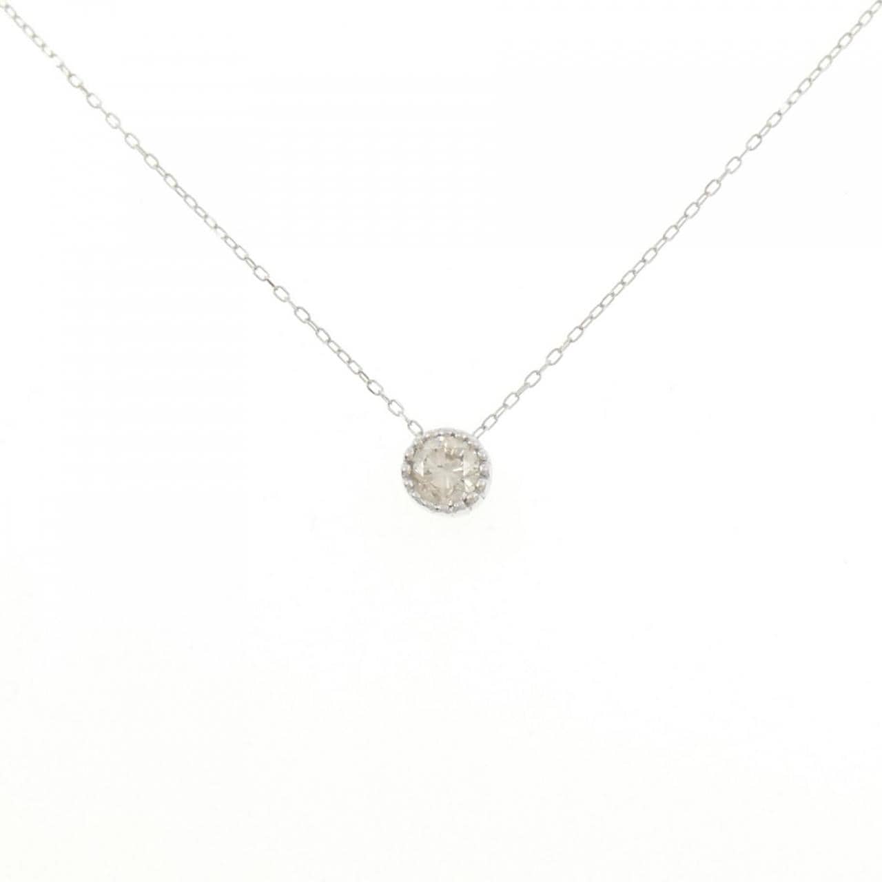 K18WG ソリティア ダイヤモンド ネックレス 0.39CT