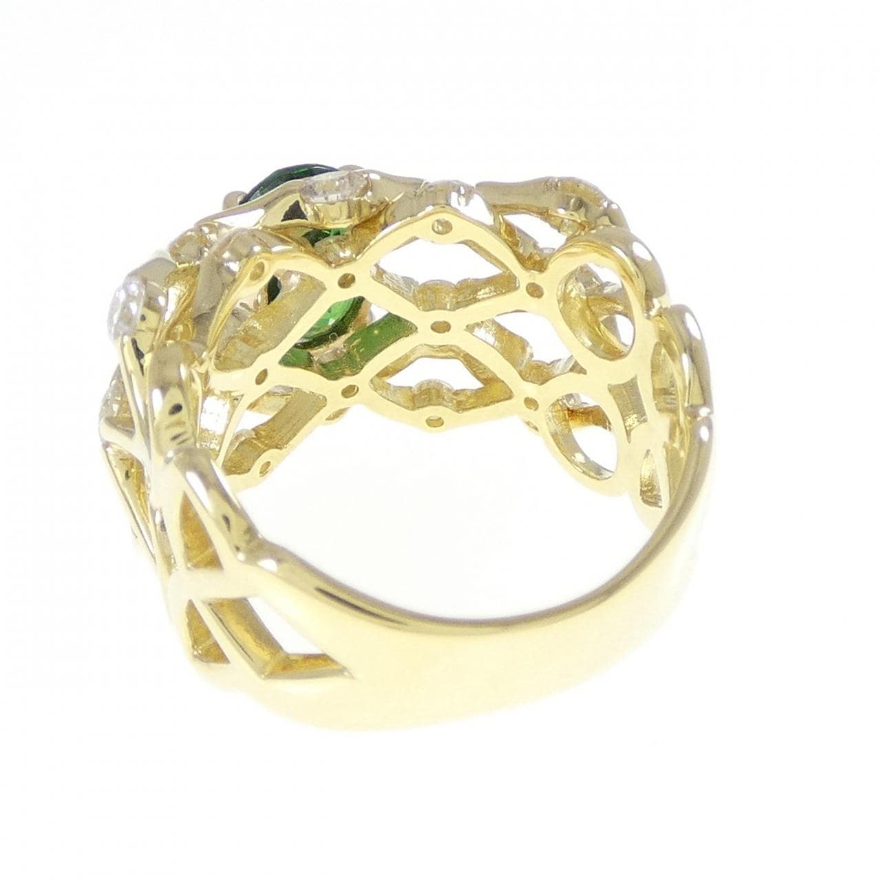 K18YG グリーンガーネット リング 1.70CT
