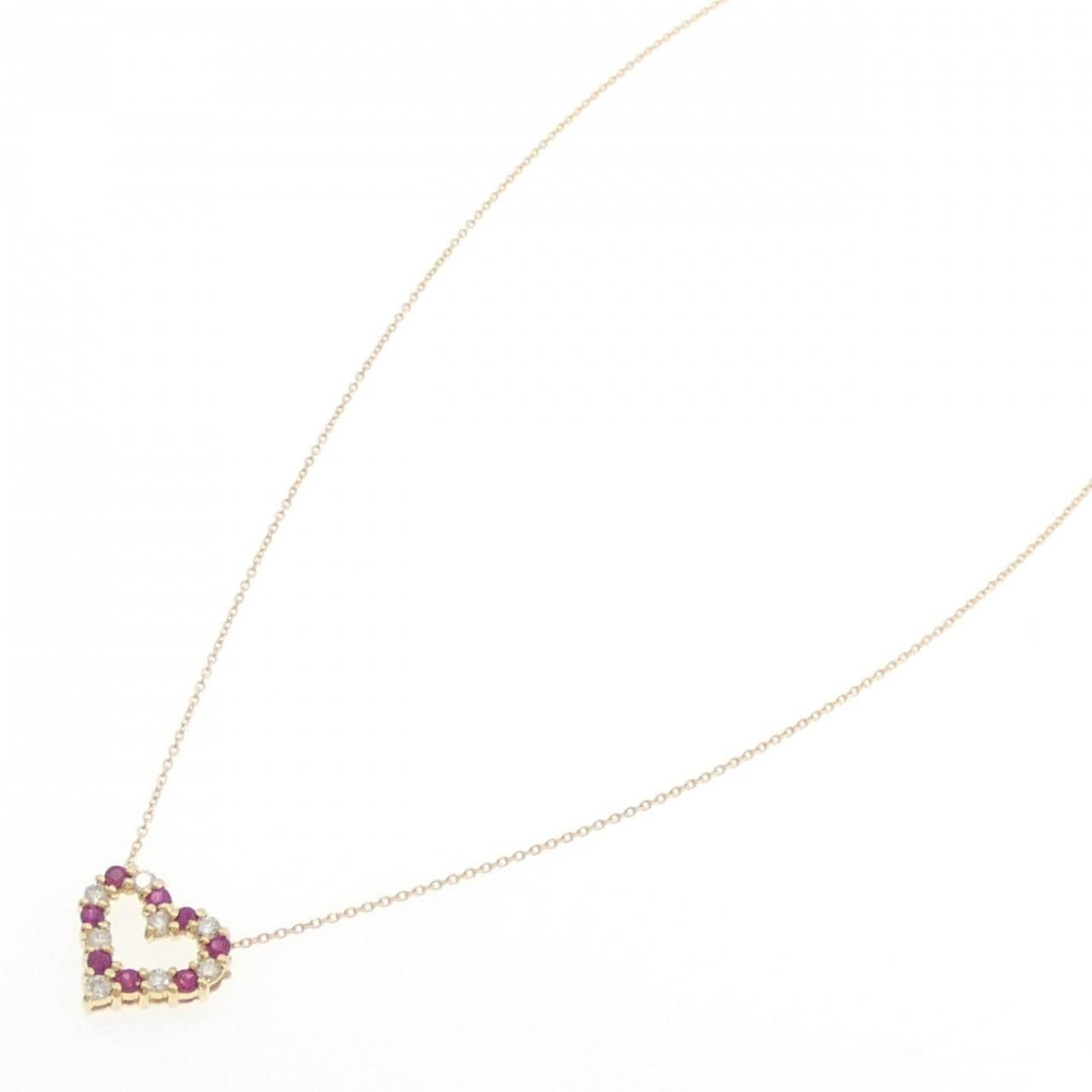 K18YG ハート ルビー ネックレス 0.25CT