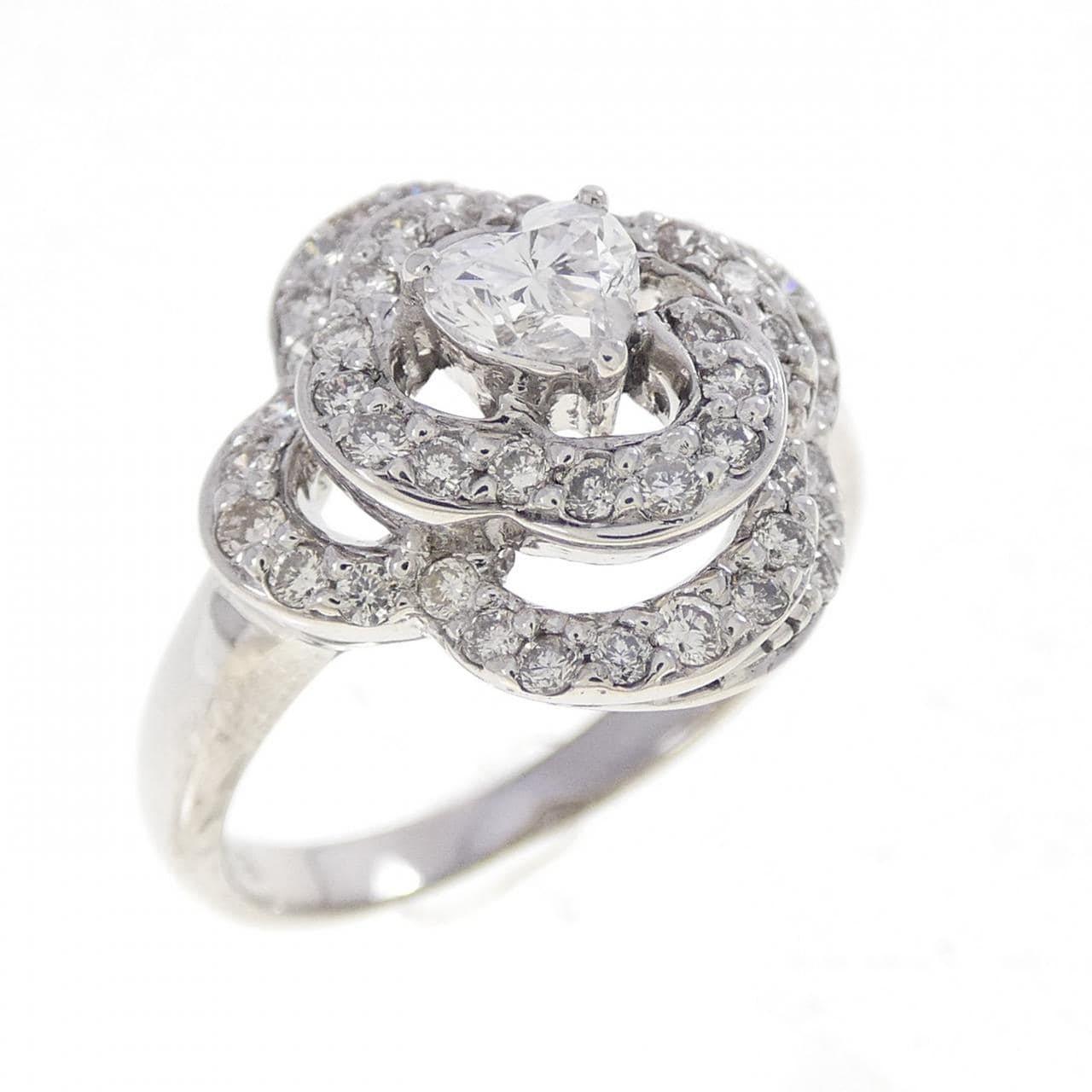 K18WG ハート ダイヤモンド リング