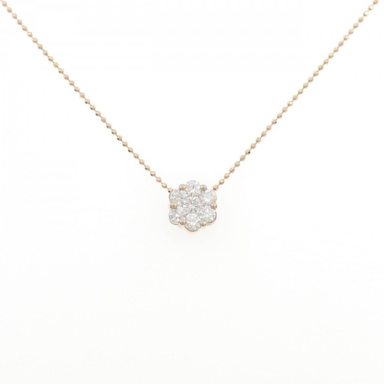 K18PG フラワー ダイヤモンド ネックレス 0.50CT
