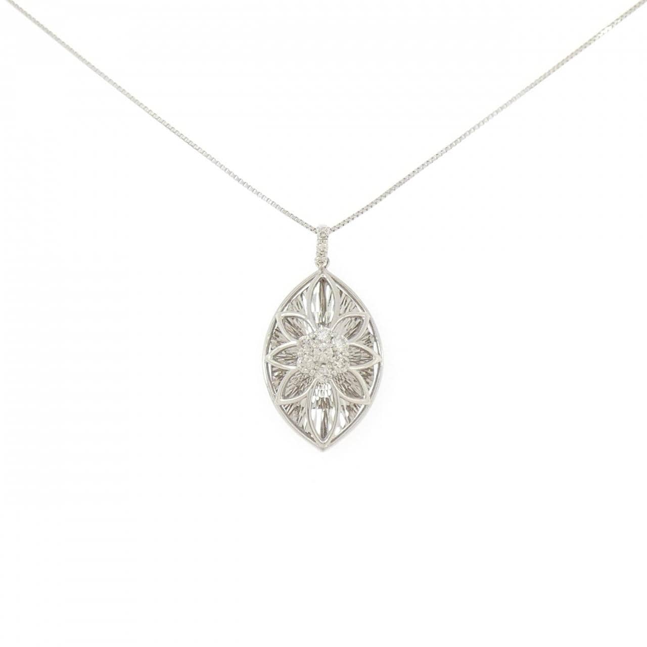 【新品】PT900/PT850 フラワー ダイヤモンド ネックレス 0.23CT