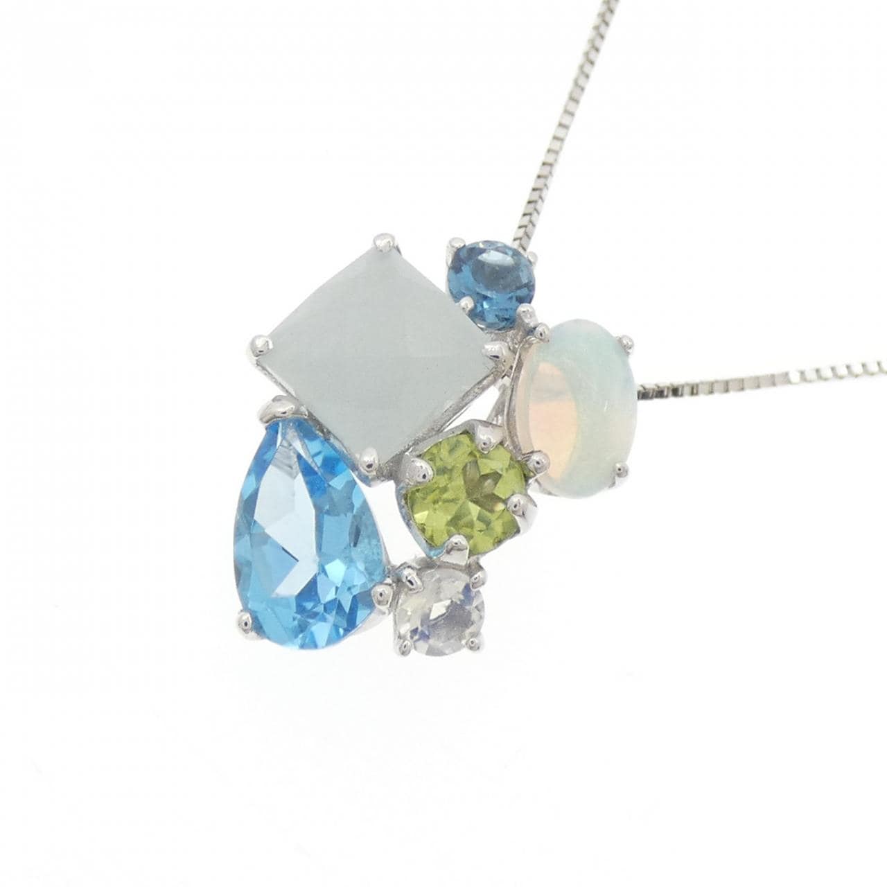 K18WG カラーストーン ネックレス