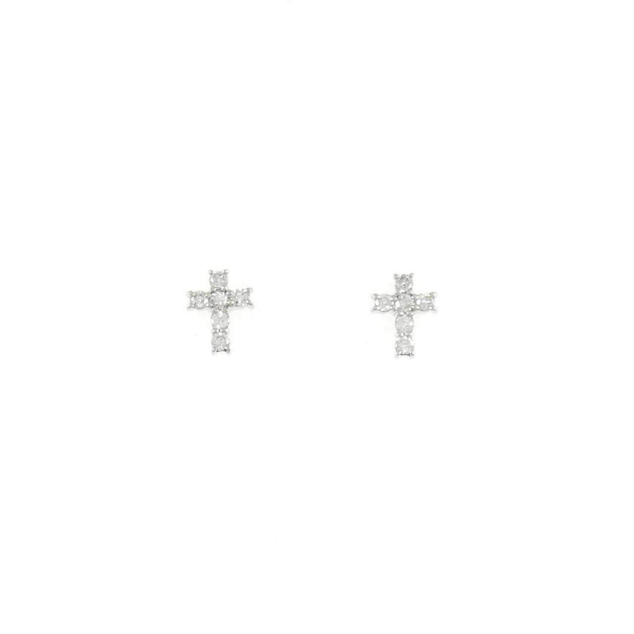 PT900 クロス ダイヤモンド ピアス