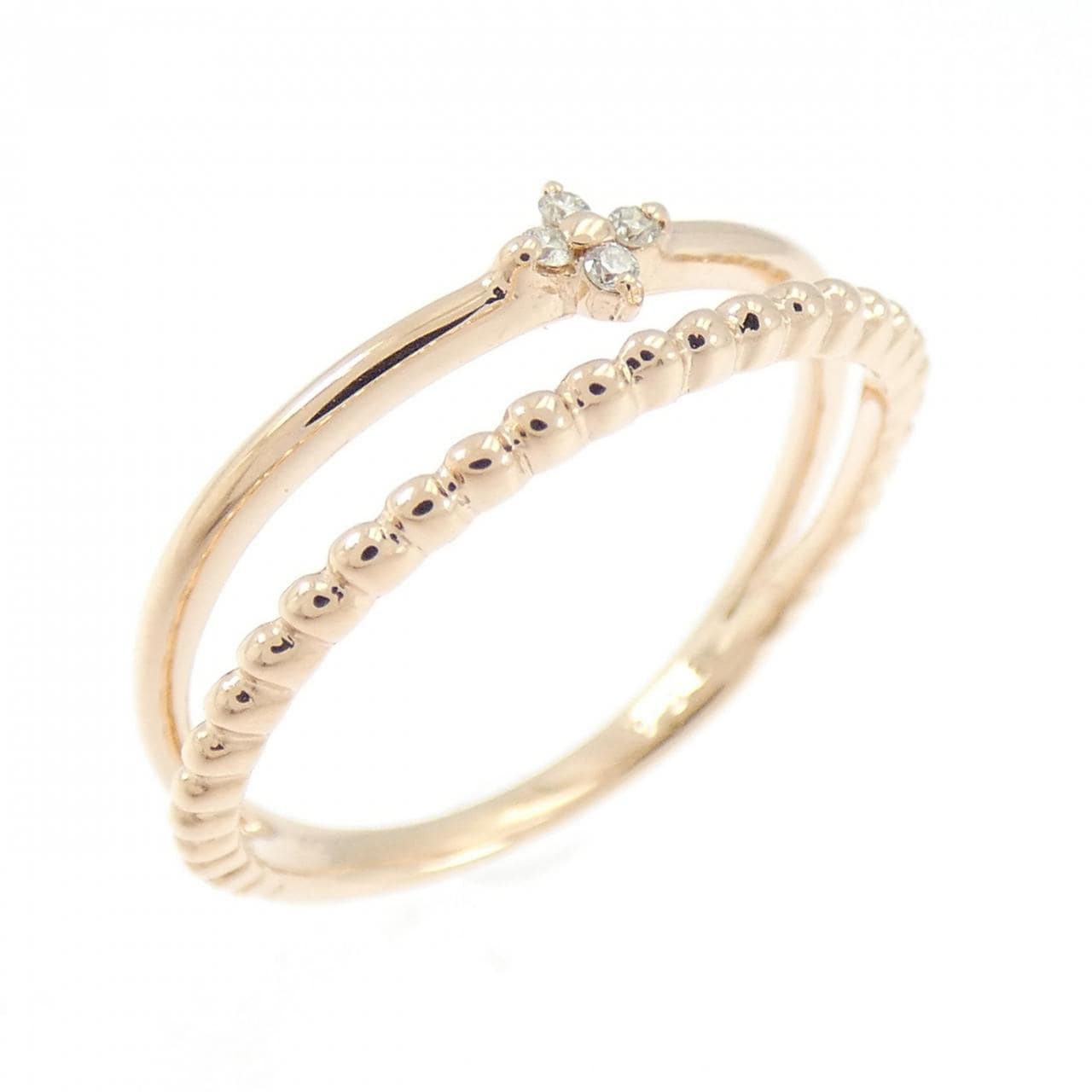 K10PG フラワー ダイヤモンド リング 0.02CT