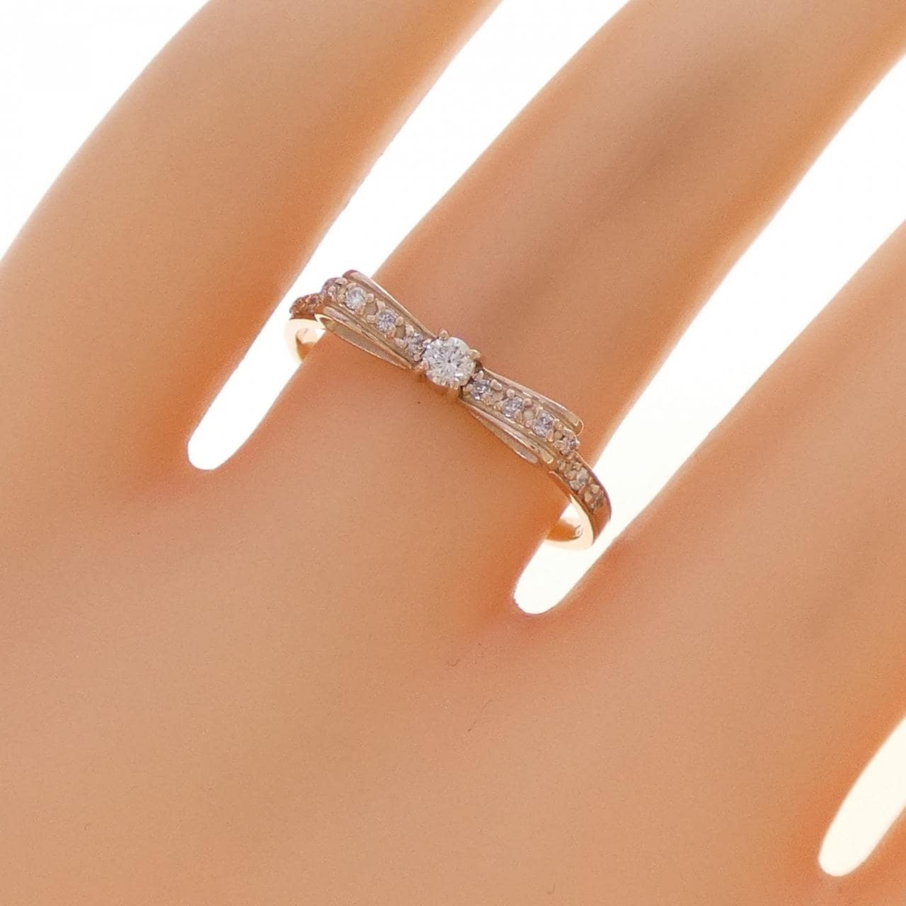 K18PG リボン ダイヤモンド リング 0.16CT
