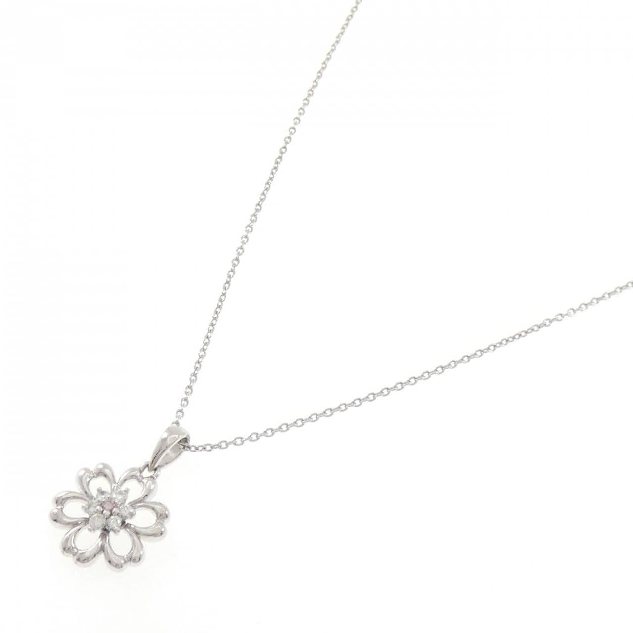 【最終価格】【新品】Pt950 ダイヤ　フラワー　ネックレス　pt850 コメ兵｜PT950/PT850 フラワー ダイヤモンド ネックレス 0.20CT
