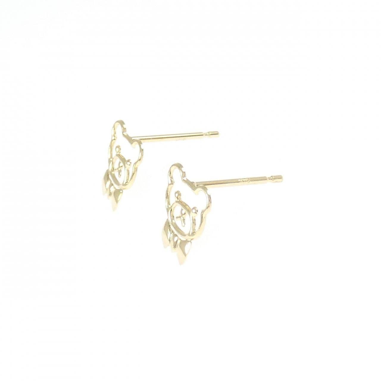 【新品】K18YG ベア×リボン ピアス
