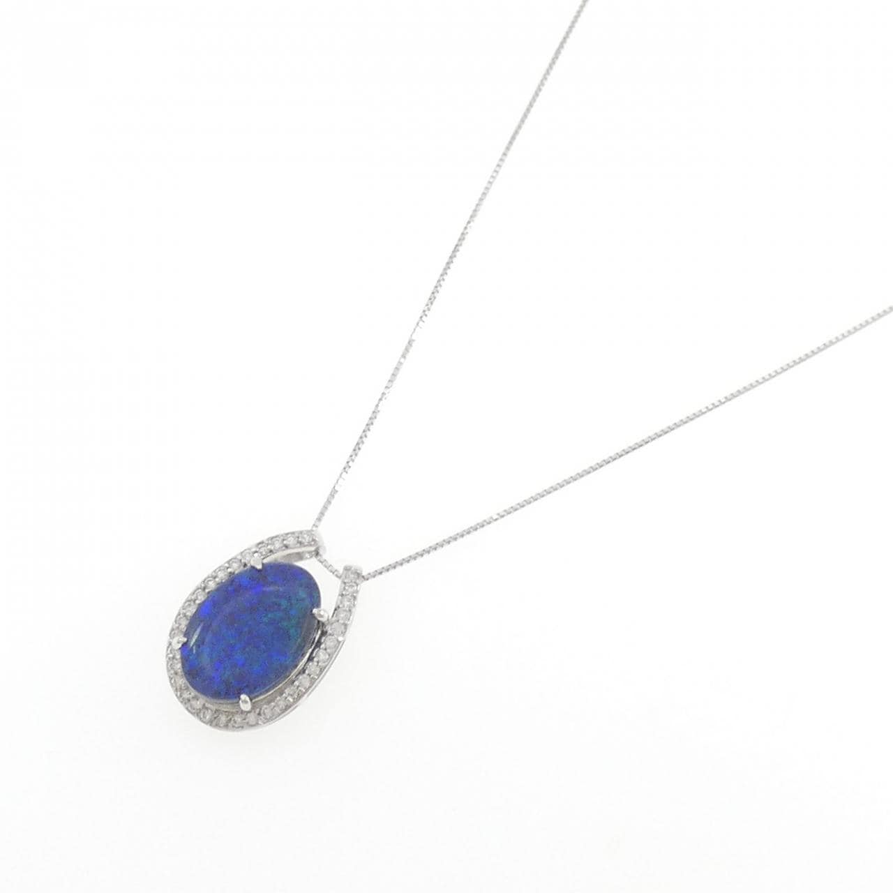 K18WG ブラックオパール ネックレス 3.88CT