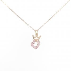 K10PG クラウン×ハート サファイヤ ネックレス 0.09CT