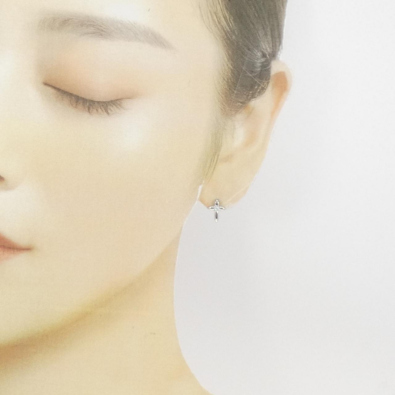 PT850 クロス ダイヤモンド ピアス 0.08CT