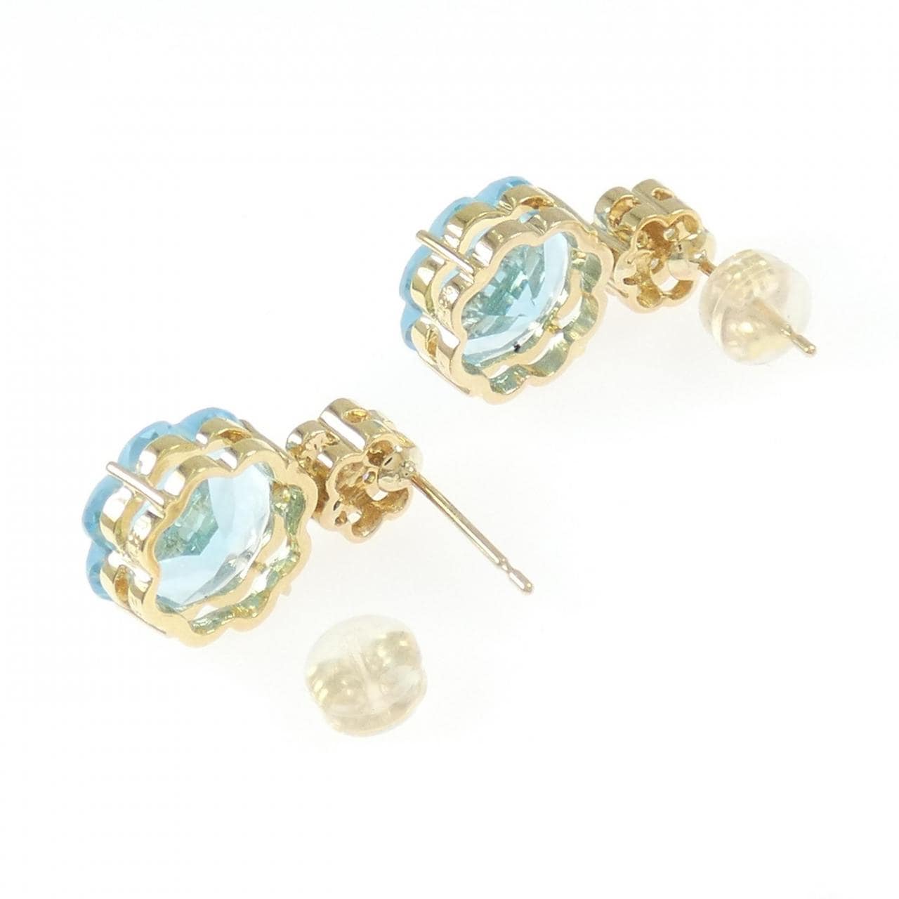 K18YG ブルートパーズ ピアス 8.89CT