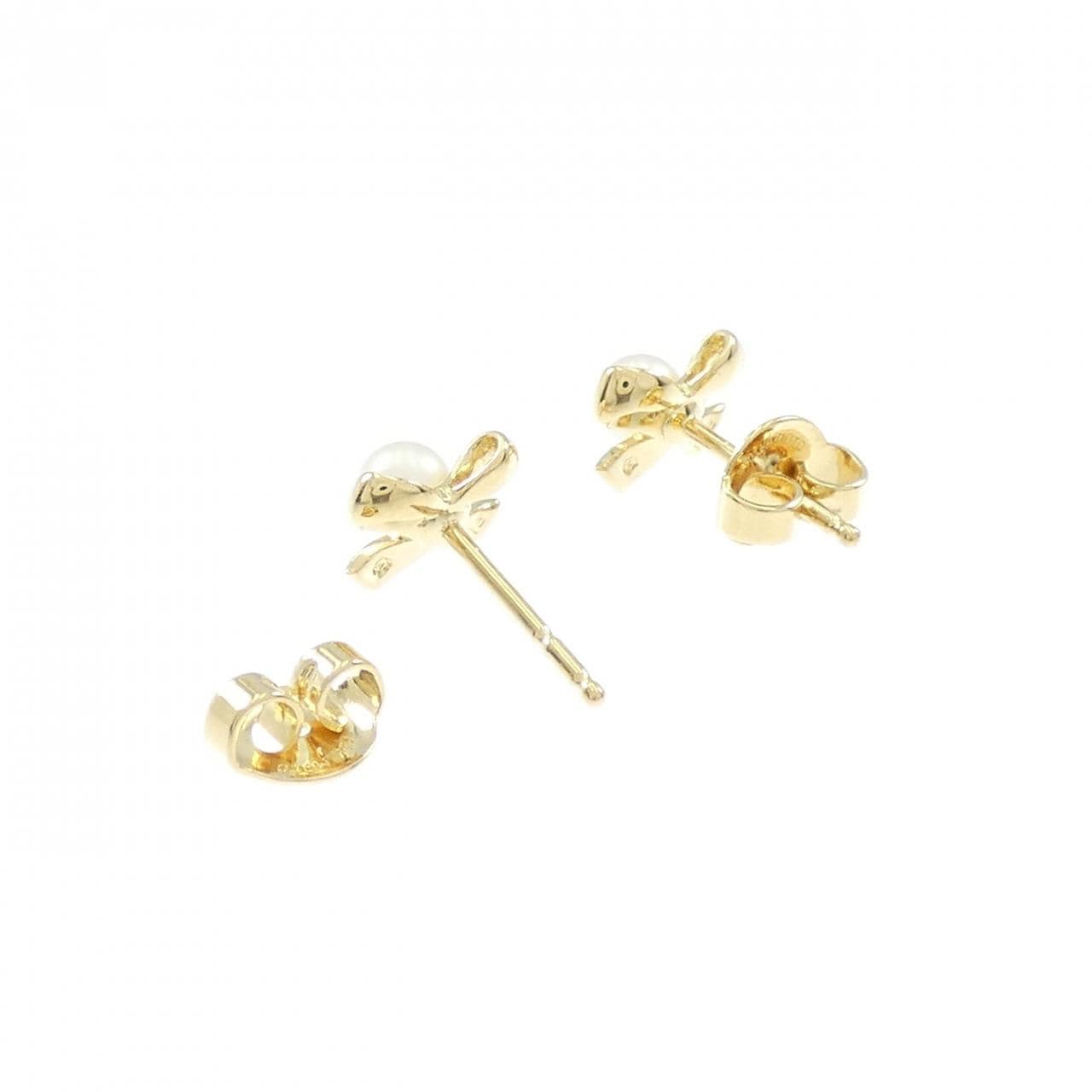 ミキモト リボン アコヤパール ピアス 3.7mm