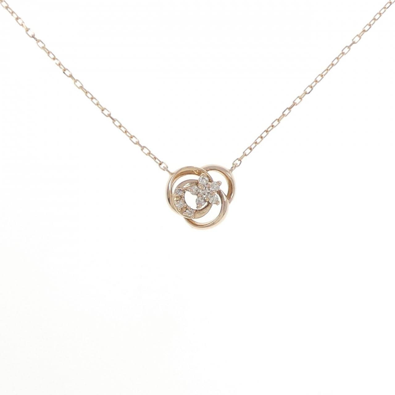 K18PG ムーン×スター ダイヤモンド ネックレス 0.06CT