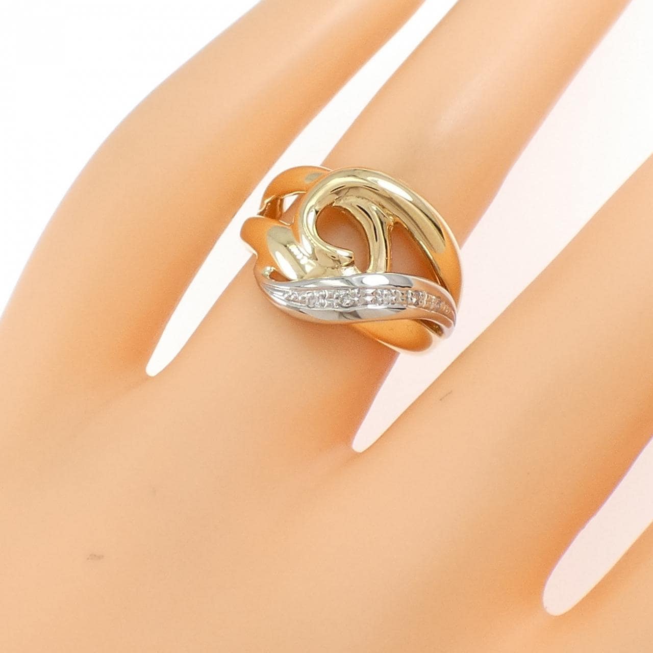 K18YG/PT900 ダイヤモンド リング 0.03CT