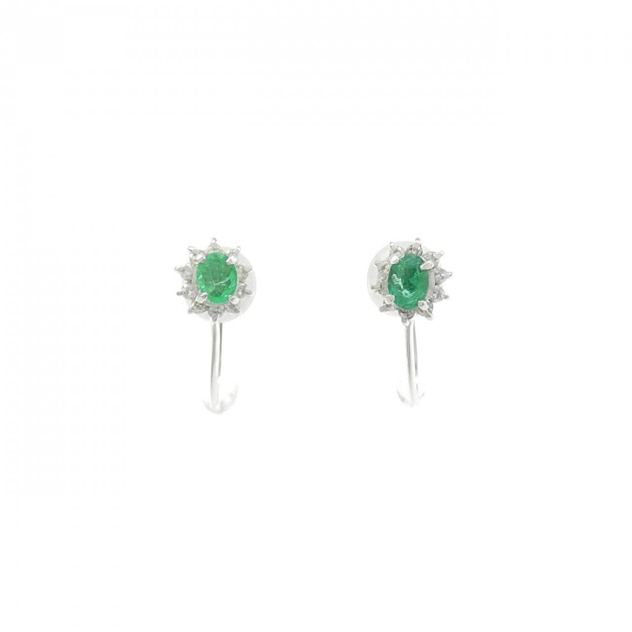 PT900 エメラルド イヤリング 0.32CT
