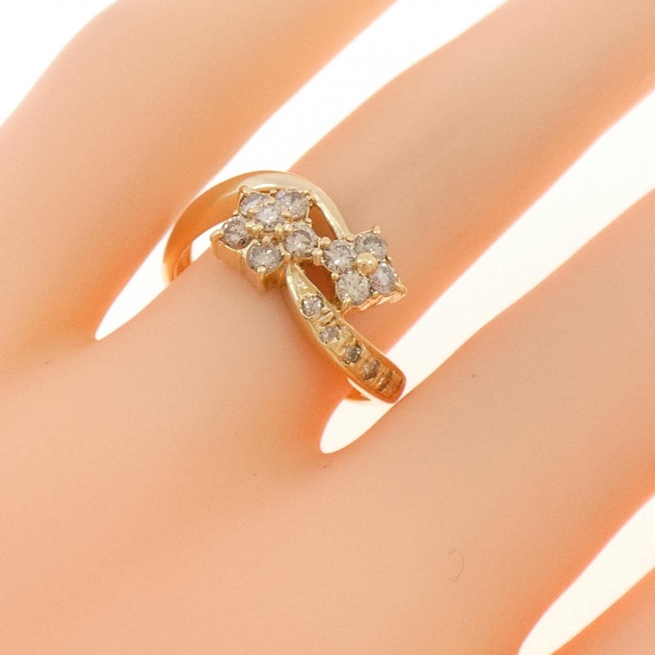 K18YG フラワー ダイヤモンド リング 0.50CT