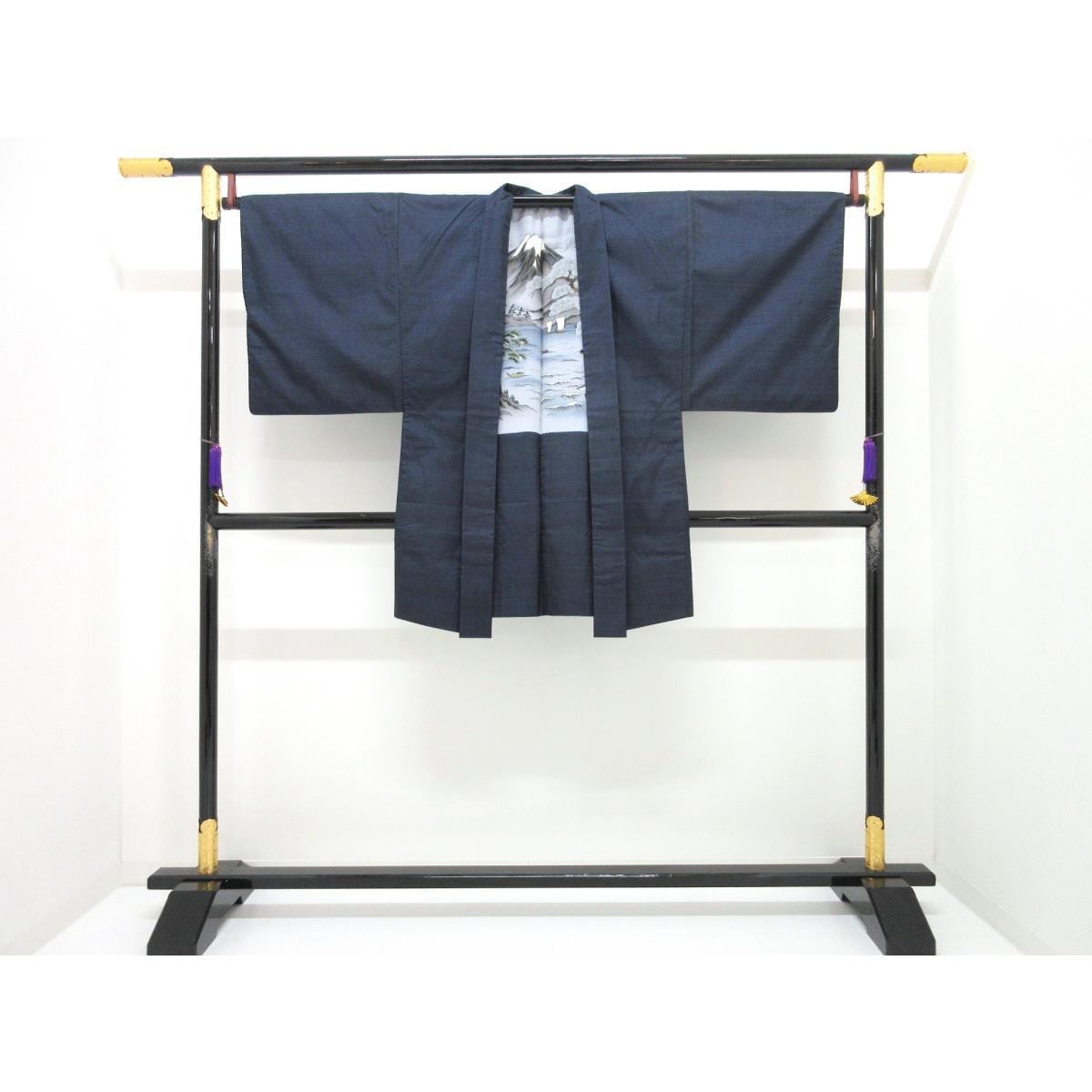 男士正品奄美大Ooshima Tsumugi丝绸和服及羽织套装（两件套），附带真品证书，100日元