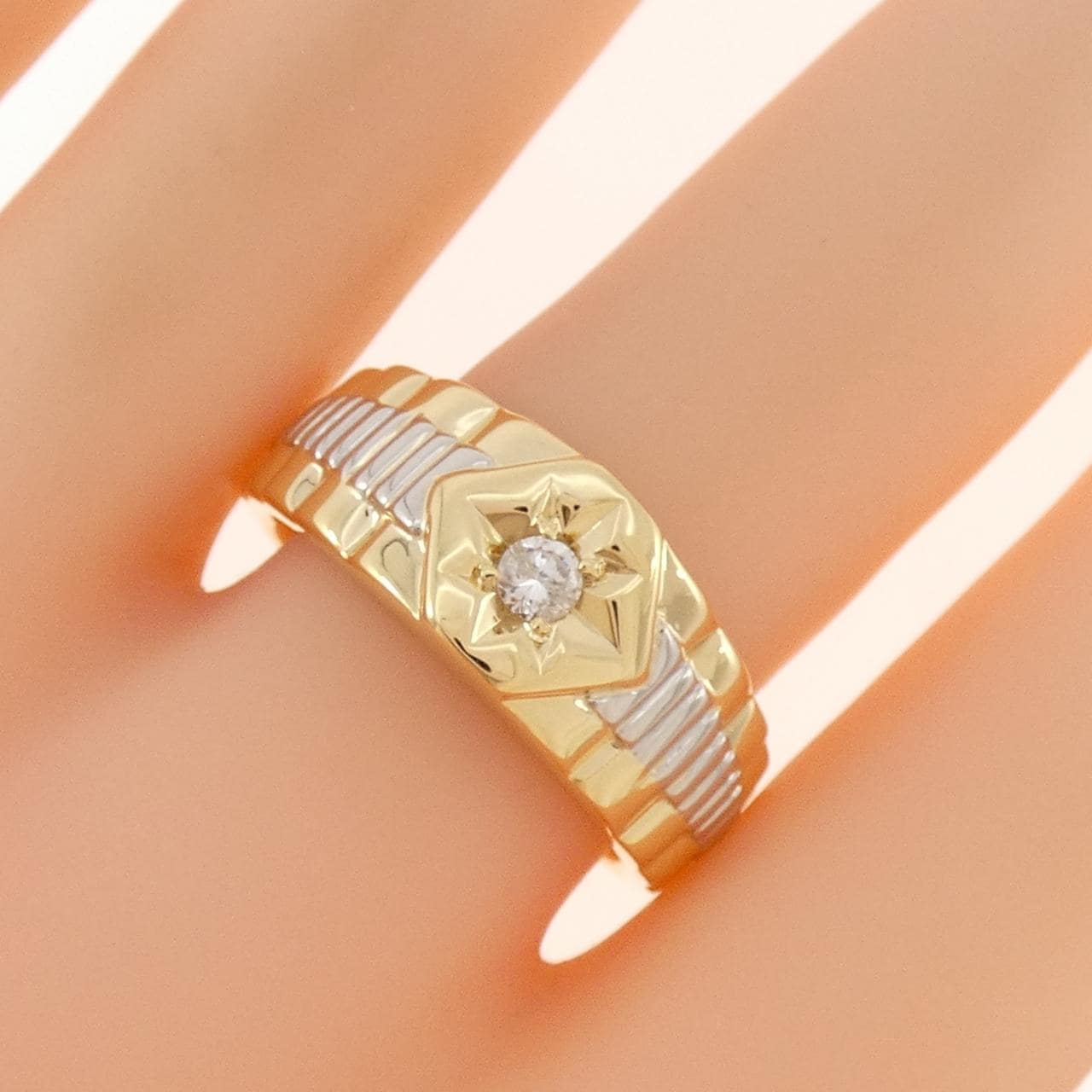 K18YG/PT900 ダイヤモンド リング 0.13CT