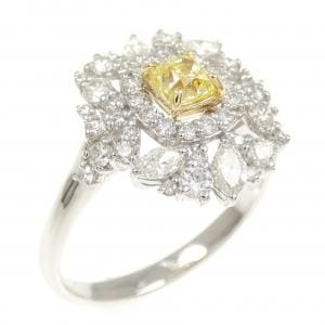 PT950/K18WG ダイヤモンド リング 0.313CT FY VS1 ファンシーカット