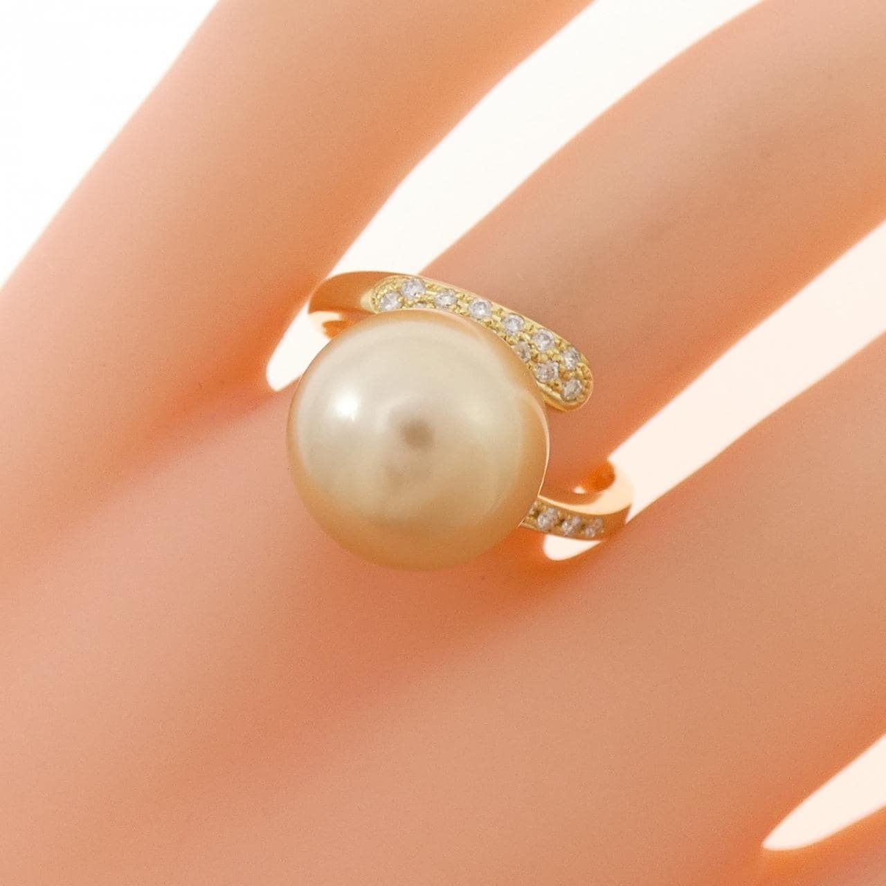 K18YG 白蝶パール リング 11.6mm