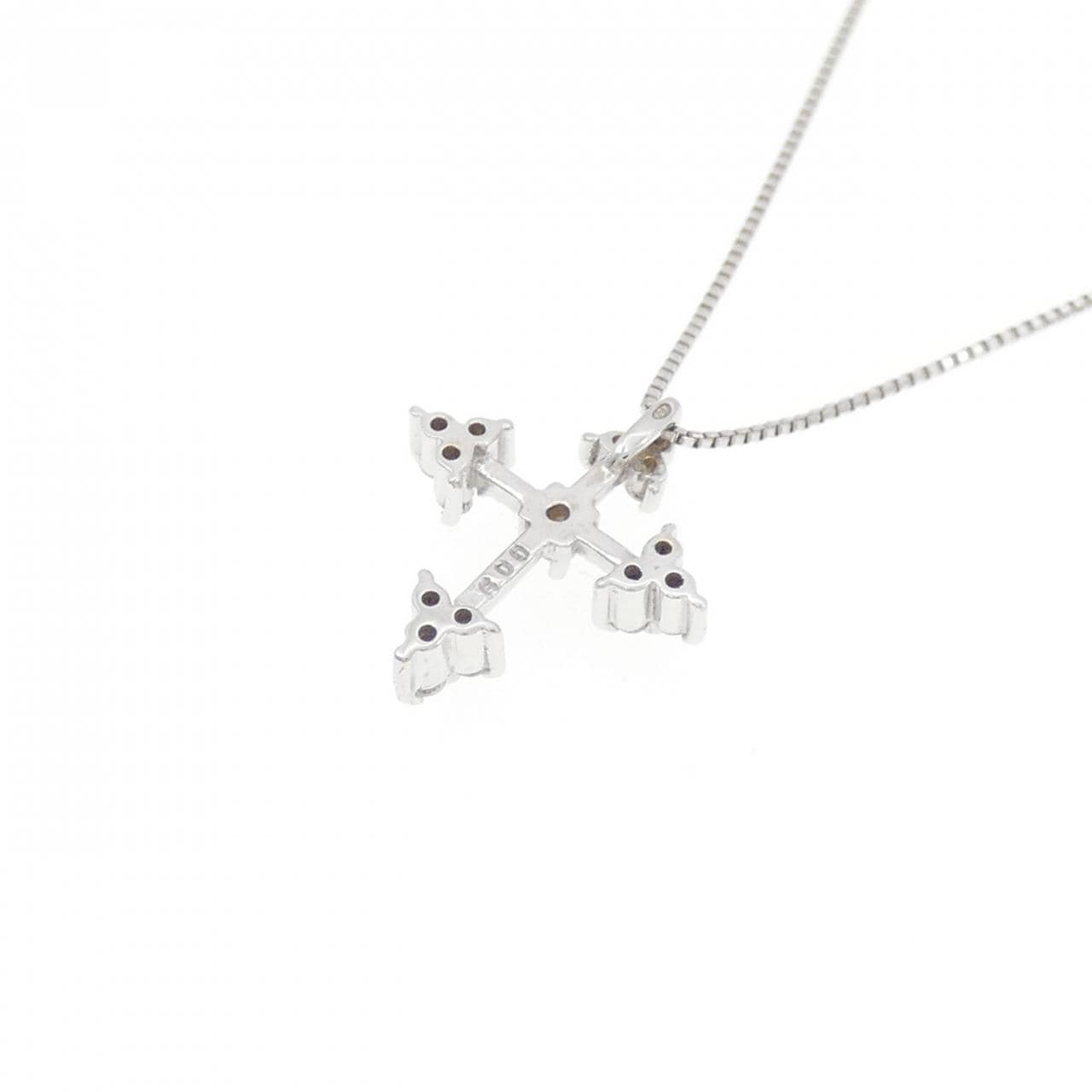 K18WG クロス ダイヤモンド ネックレス 0.09CT