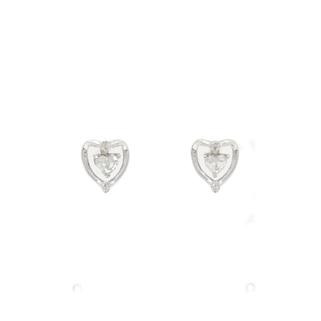 K18WG ハート ダイヤモンド ピアス 0.42CT