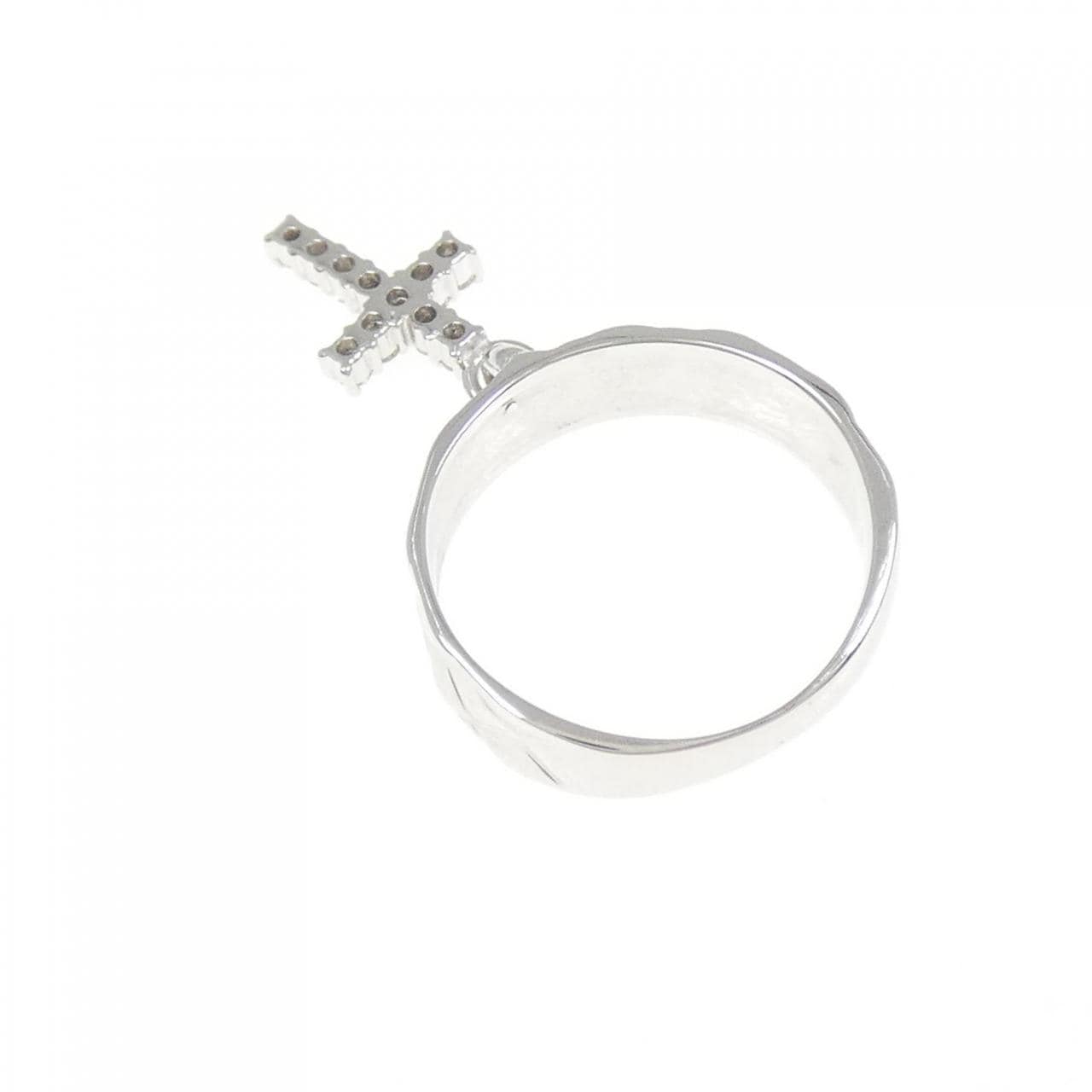 K18WG クロス ダイヤモンド リング 0.10CT