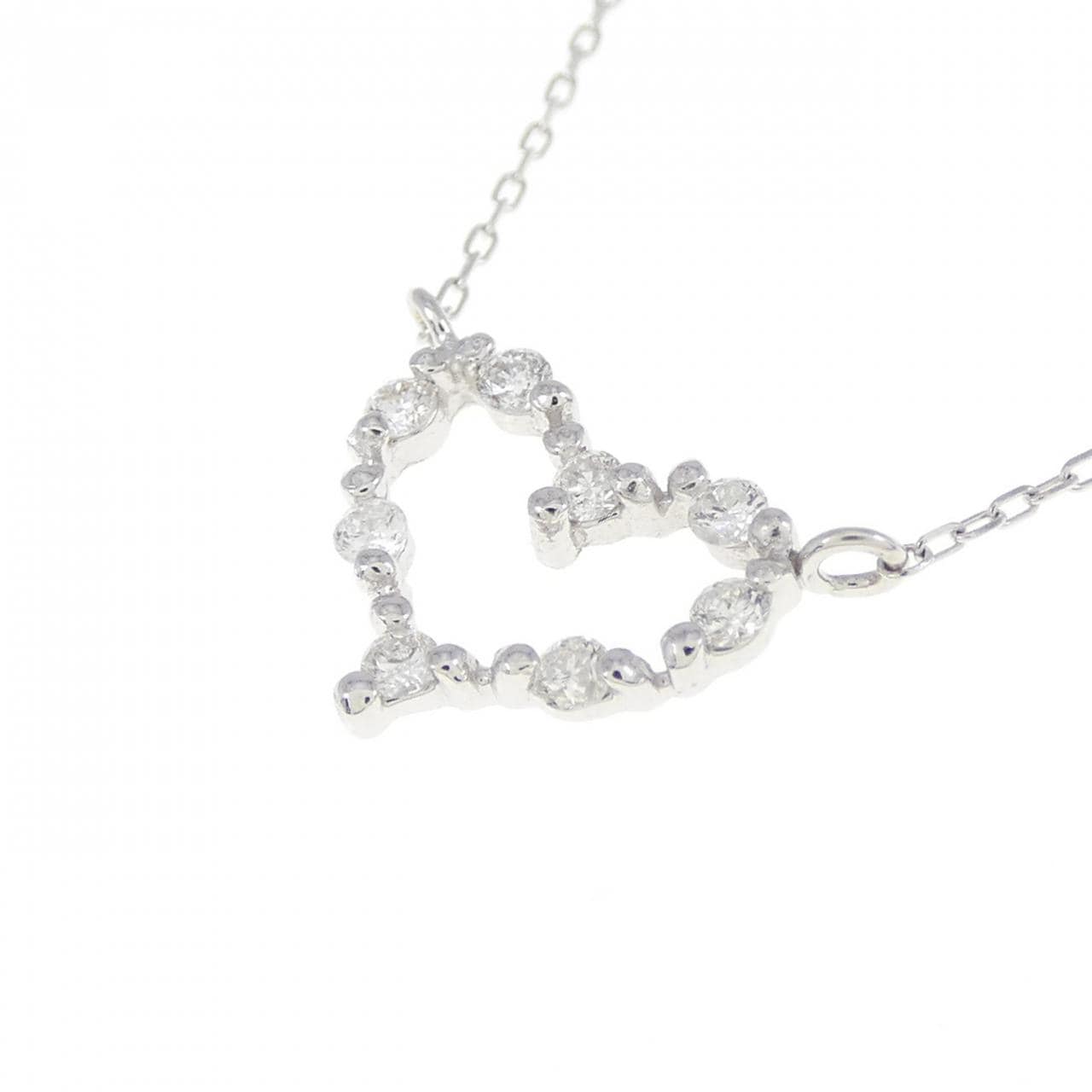 [BRAND NEW] K18WG Heart Diamond Necklace 0.10CT