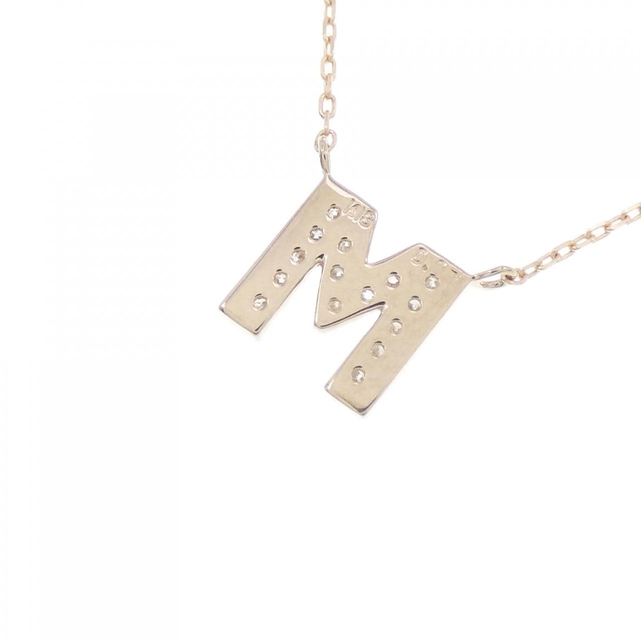 [新品] K18YG 首字母 M鑽石項鍊 0.07CT