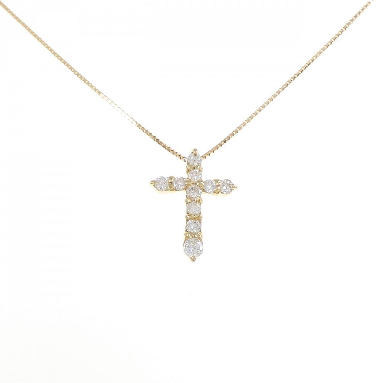 K18YG cross Diamond necklace 0.51CT
