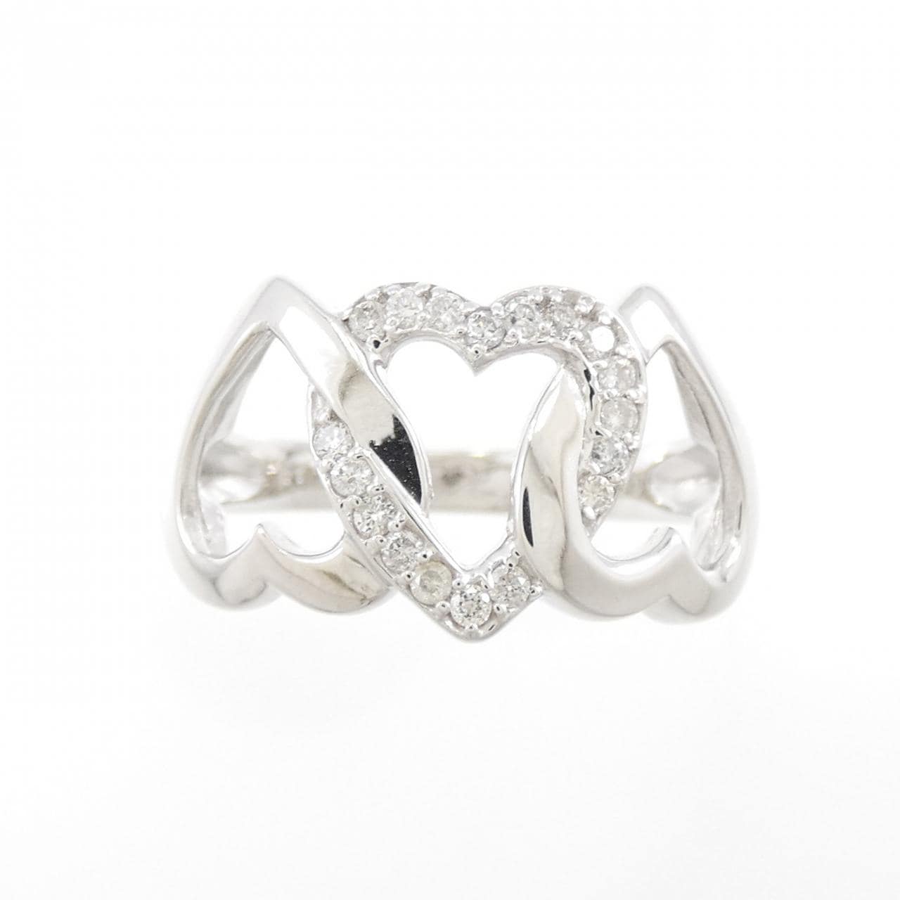 K18WG ハート ダイヤモンド リング 0.15CT
