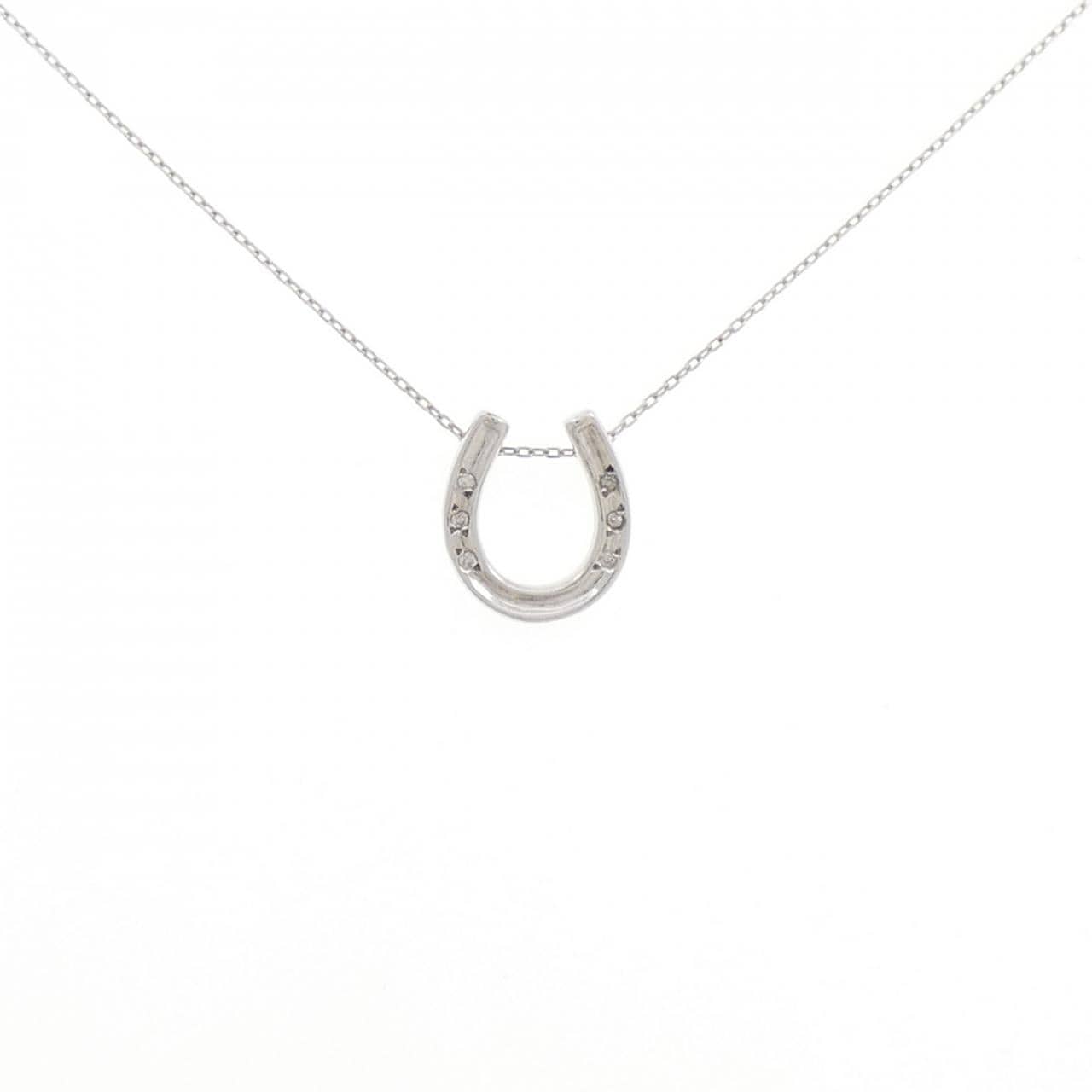 K10WG ホースシュー ダイヤモンド ネックレス 0.02CT