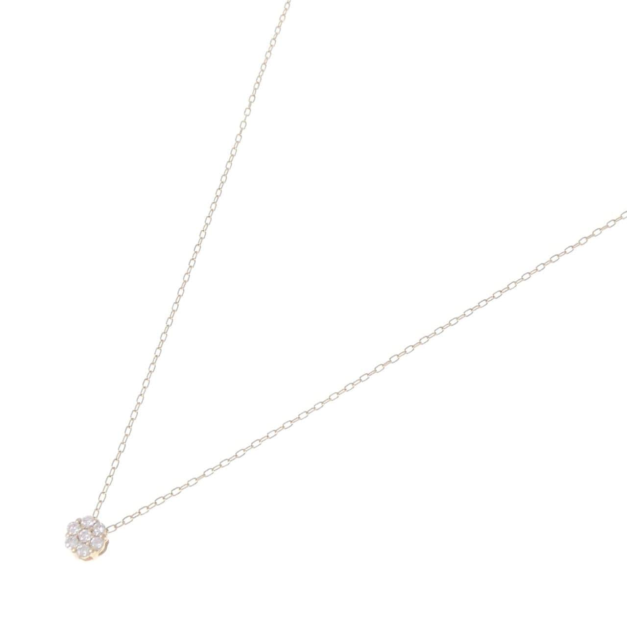 K10YG フラワー ダイヤモンド ネックレス 0.08CT