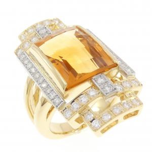 K18YG/PT900 シトリン リング 9.54CT