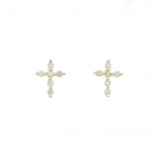 K18YG クロス ダイヤモンド ピアス 0.20CT