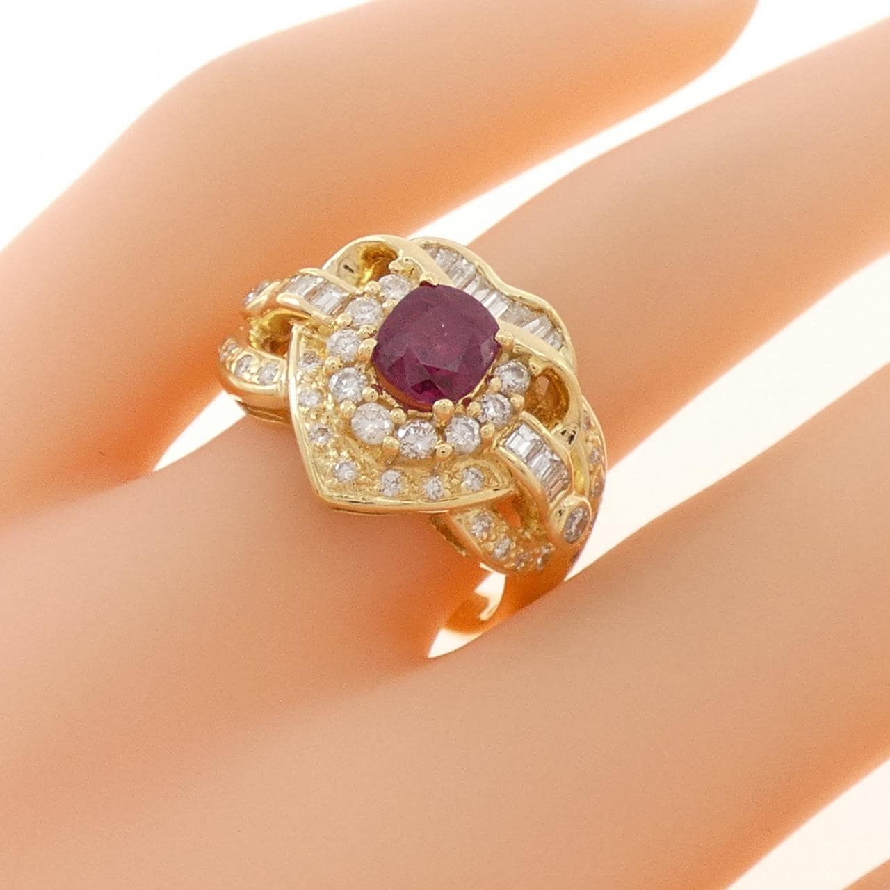 K18YG ハート ルビー リング 1.08CT