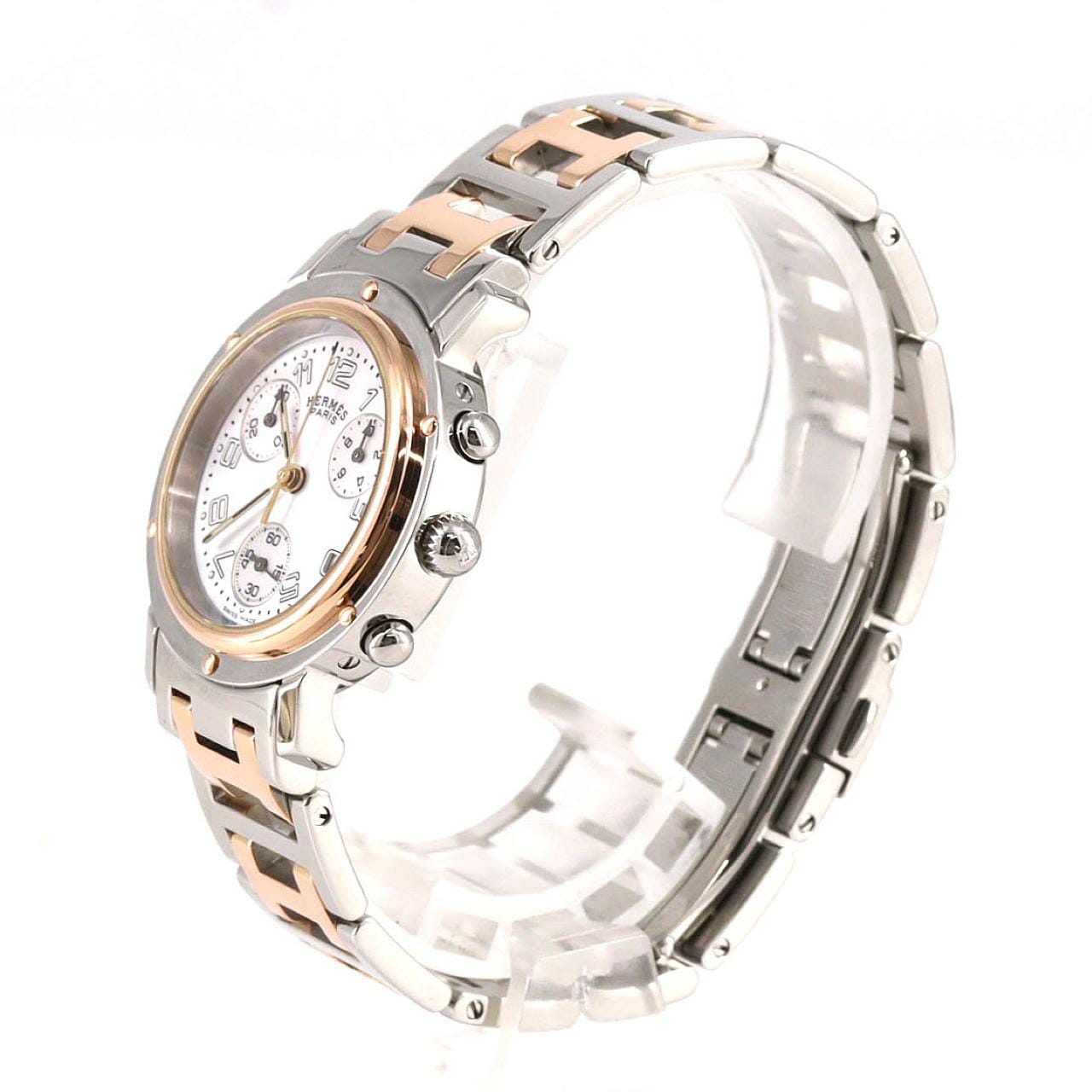 エルメス クリッパ-ナクレクロノグラフ PGコンビ CL1.321 SSxGP クォーツ