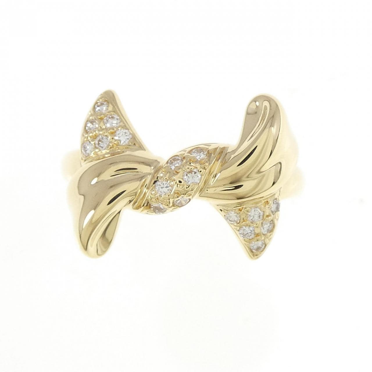 K18YG リボン ダイヤモンド リング 0.15CT