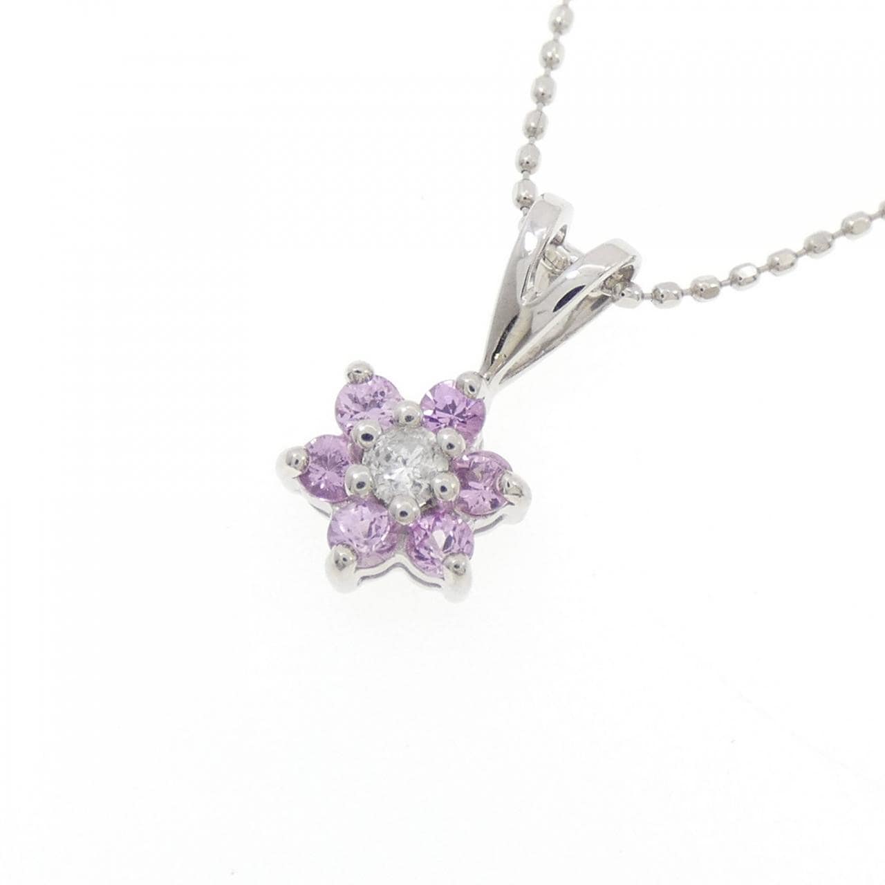 PT900/PT850 フラワー サファイヤ ネックレス