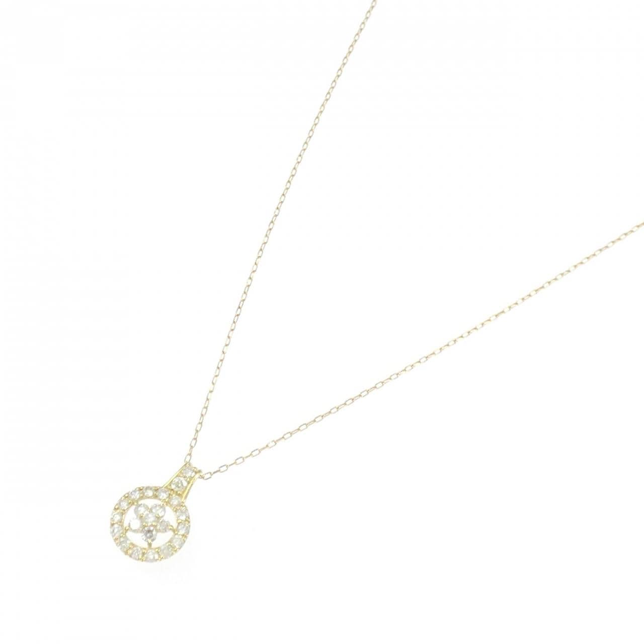 K18YG フラワー ダイヤモンド ネックレス 0.27CT
