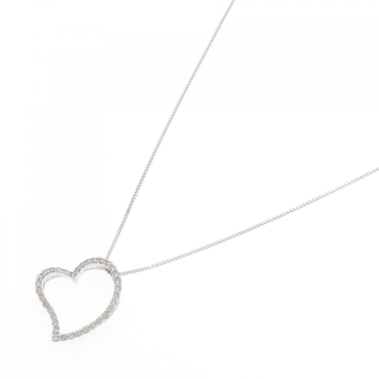 K18WG ハート ダイヤモンド ネックレス 0.50CT