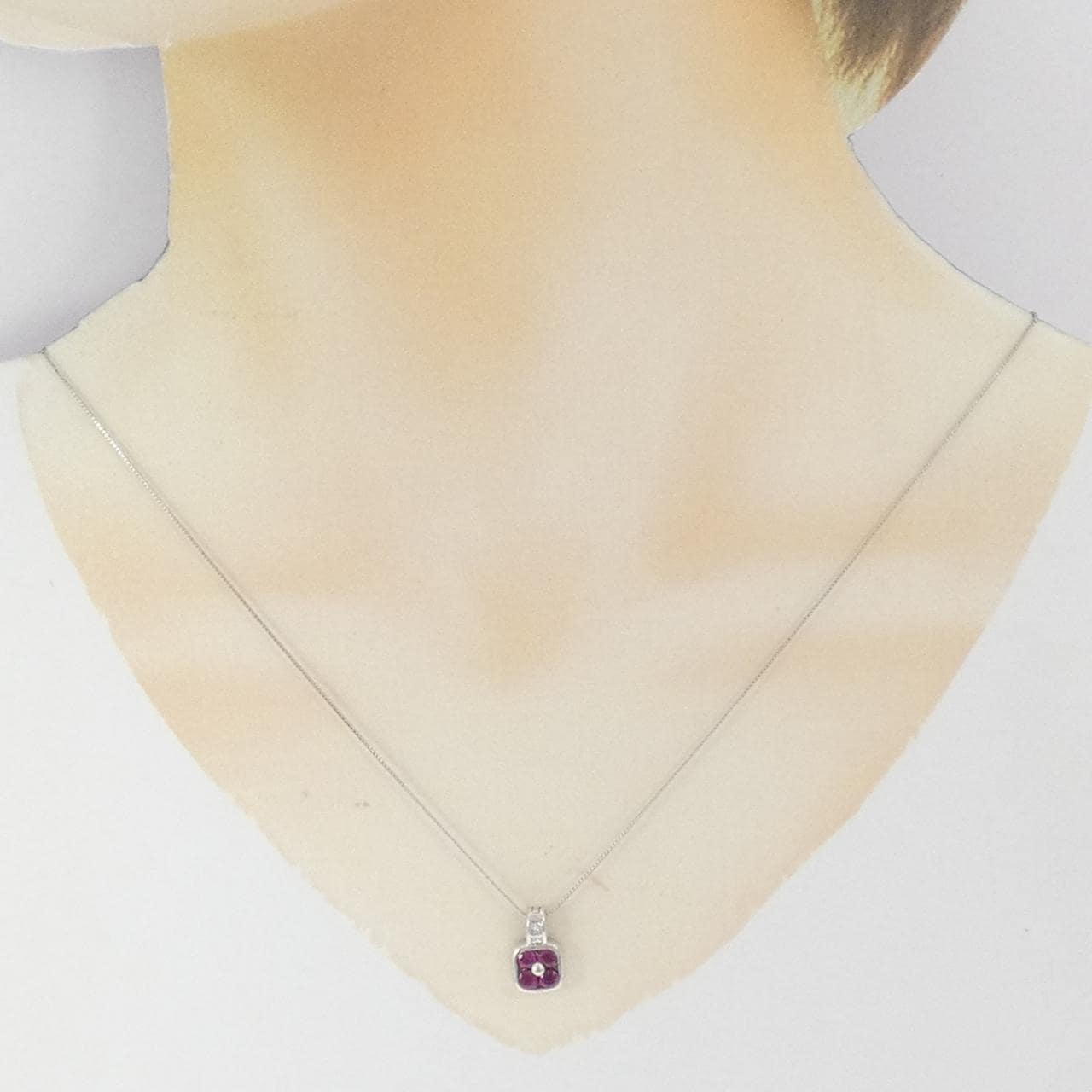 PT900/PT850 ルビー ネックレス 0.77CT