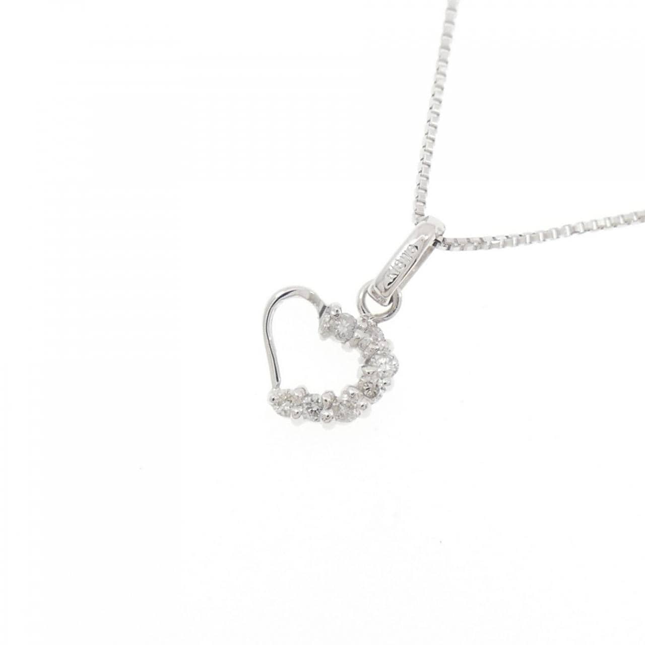 K18WG ハート ダイヤモンド ネックレス 0.05CT