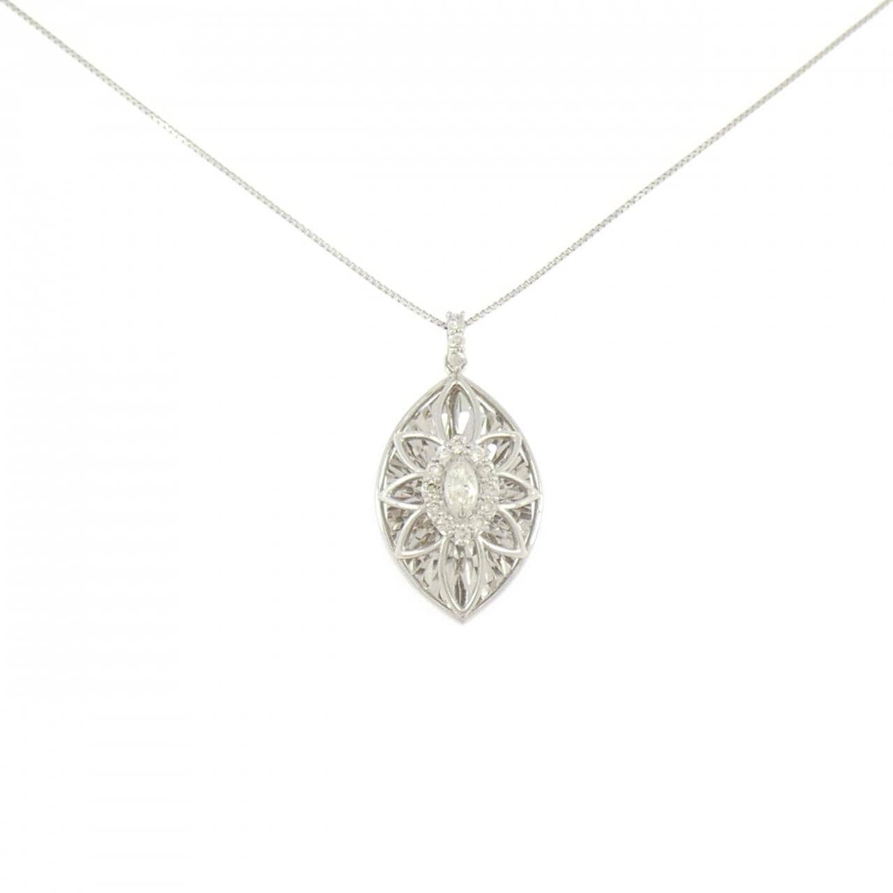【新品】PT900/PT850 フラワー ダイヤモンド ネックレス 0.22CT