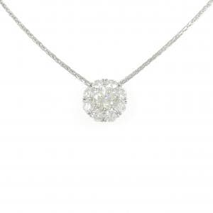 PT900/PT850 フラワー ダイヤモンド ネックレス 0.726CT M VS2 VG