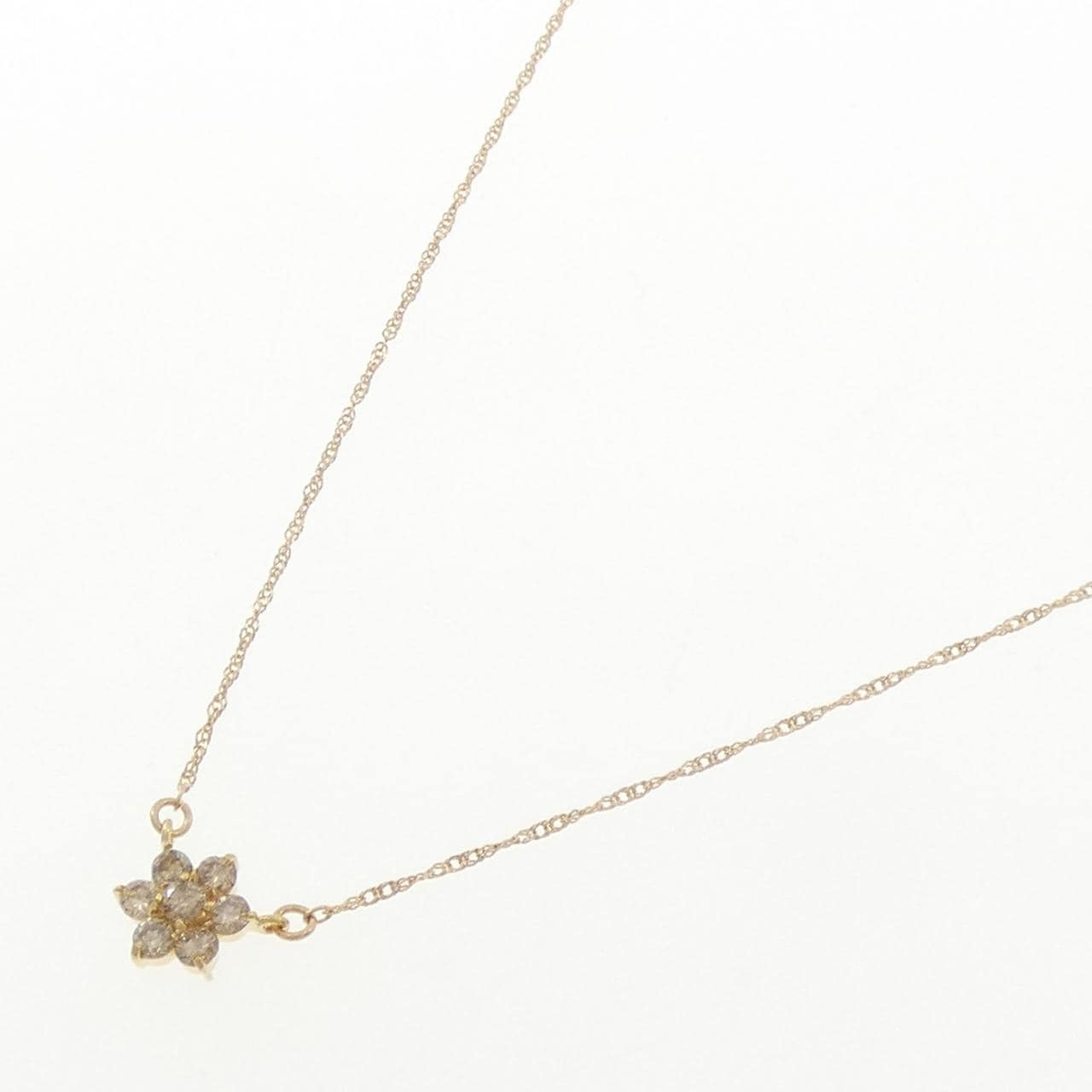 K18YG フラワー ダイヤモンド ネックレス 0.30CT