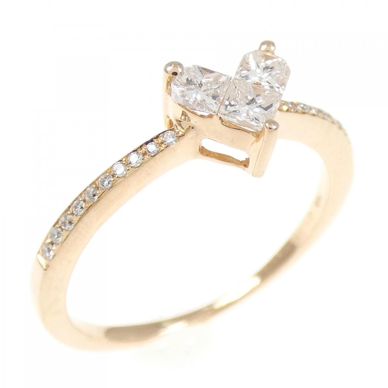 K18PG Heart Diamond Ring 0.26CT