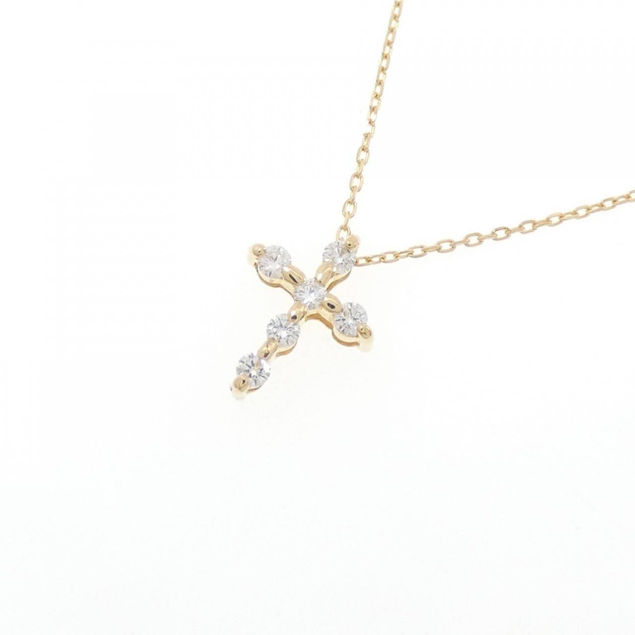 K18YG Cross Diamond Necklace 0.09CT